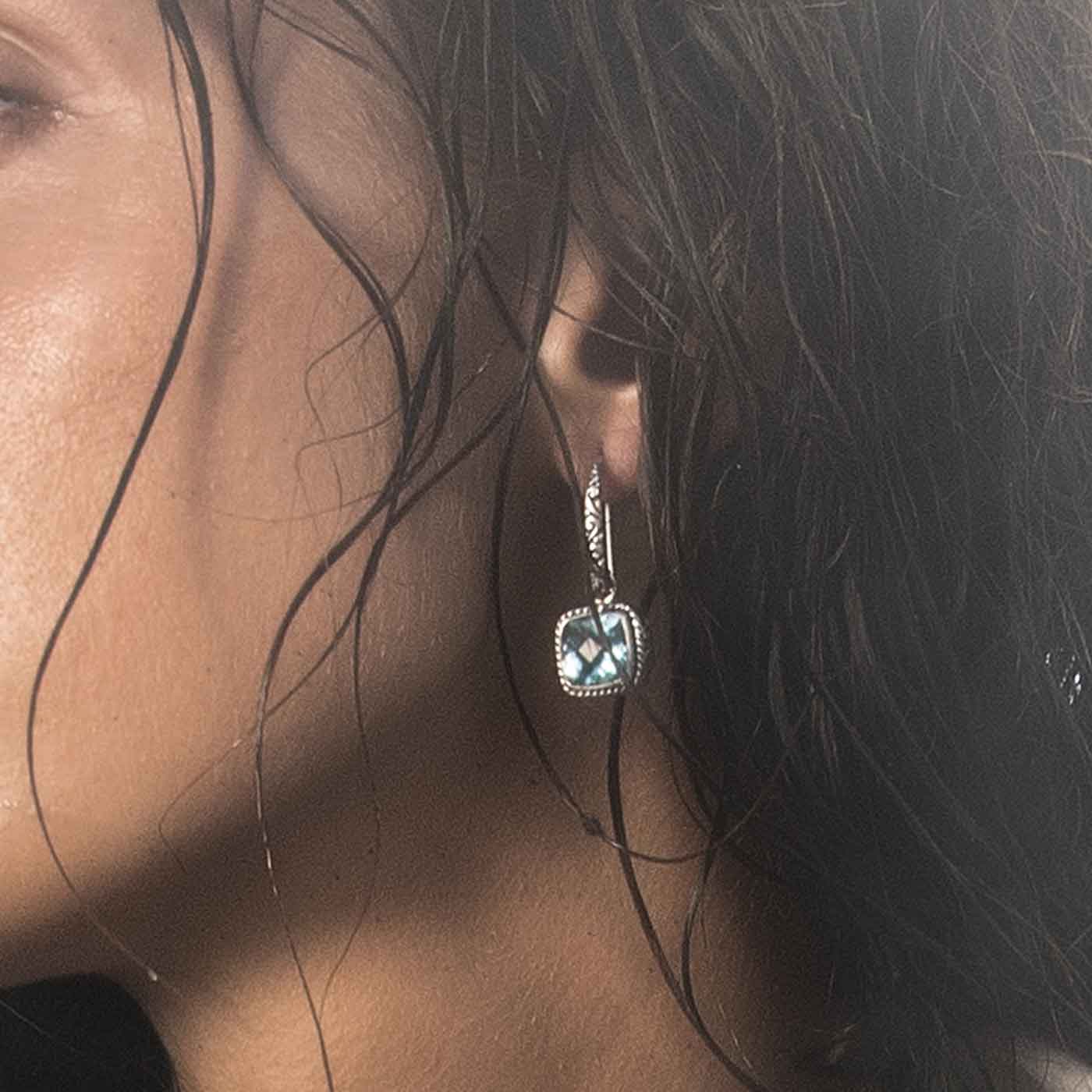 Brilliant Cut Sapphire and Silver Stud Earrings - EC Design Jewelry
